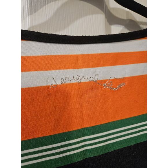 Desigual Striped Butterfly Dress Large Rainbow Embroidered Sleeveless Multicolor - Picture 9 of 9